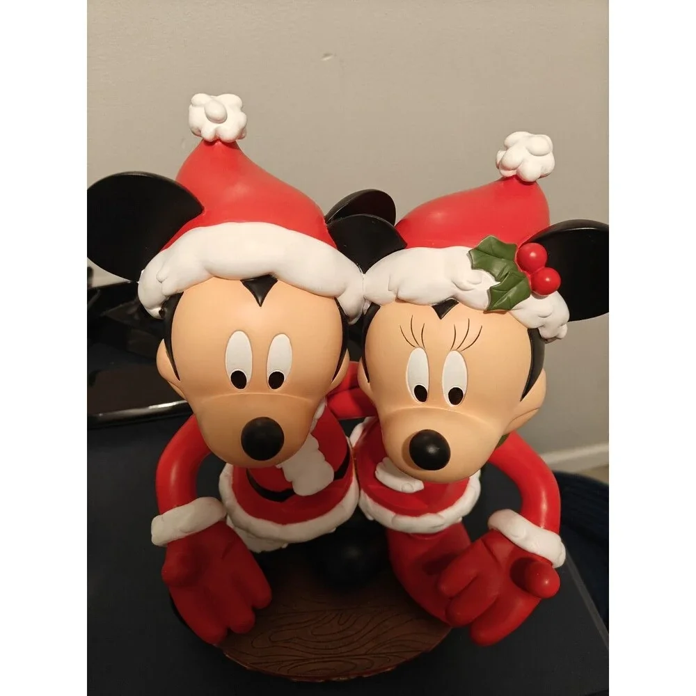 Rare Disney Mickey & Minnie Mouse Christmas Cookie Holder & Ceramic Tray - Clean